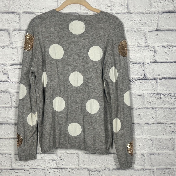 Cozy Gray Sequin Polka Dot Sweate - Picture 2 of 10